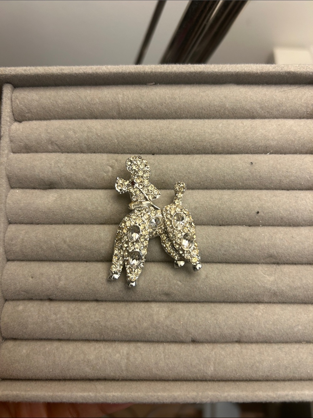 Vintage PELL poodle brooches with shiny stones